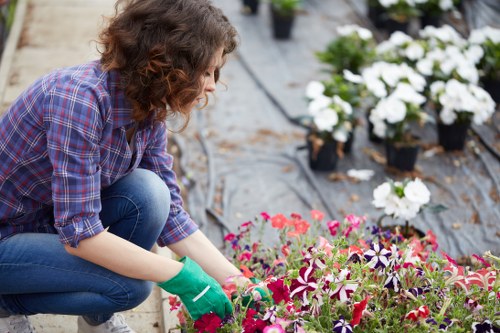 Frontline gardener preparing tools on a safe site